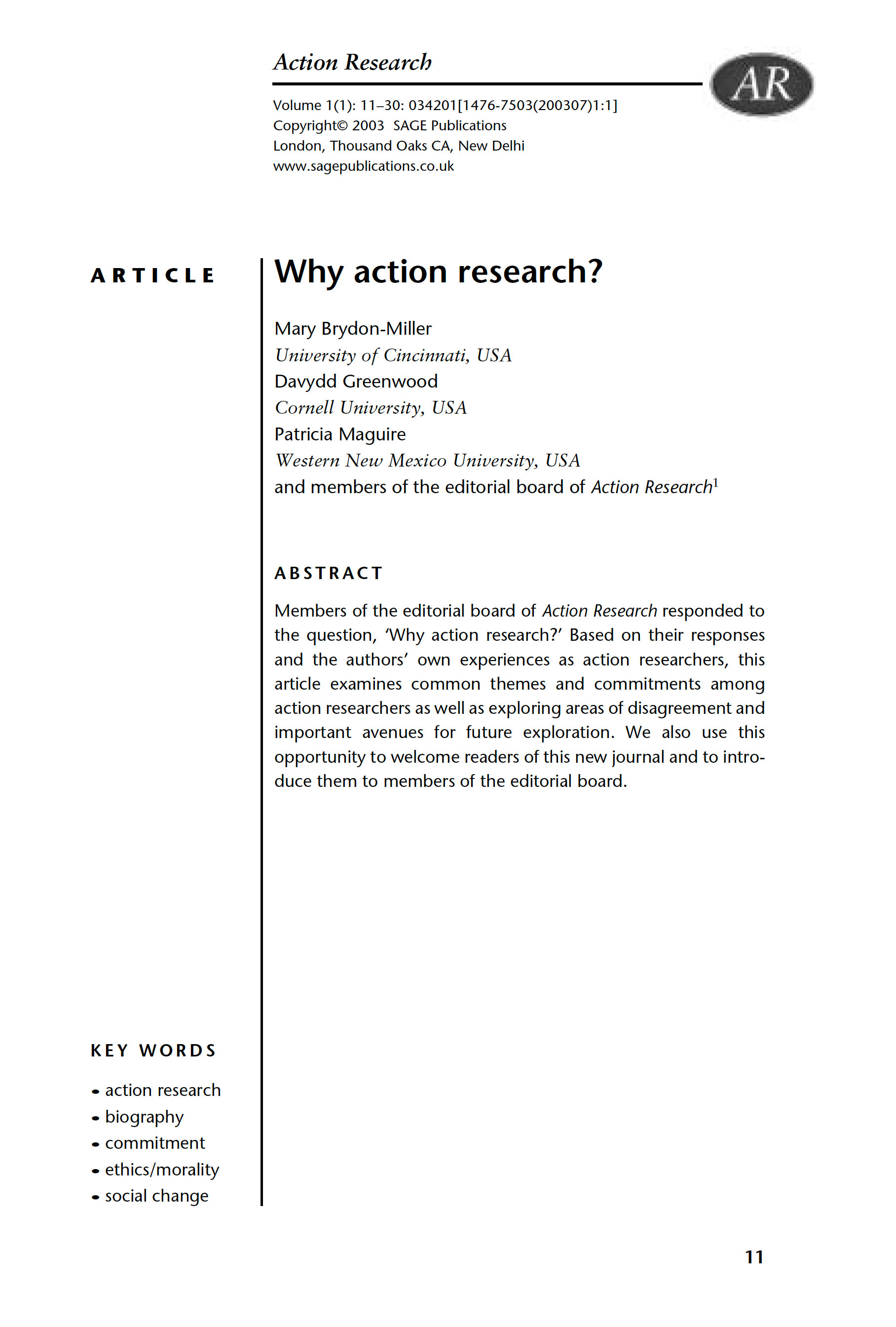 Why Action Research